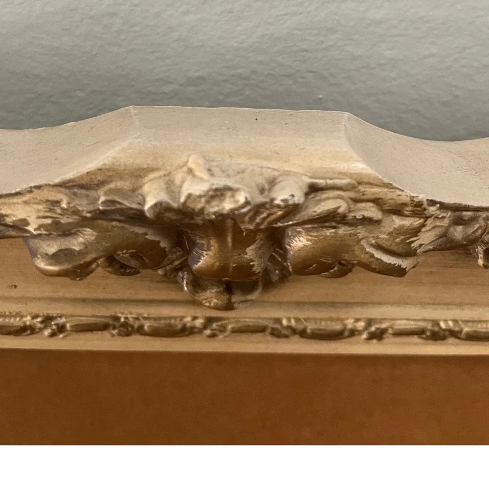 Vtg Rococo Style Wood Frame Distressed Baroque Scroll Shabby Chic Regency core